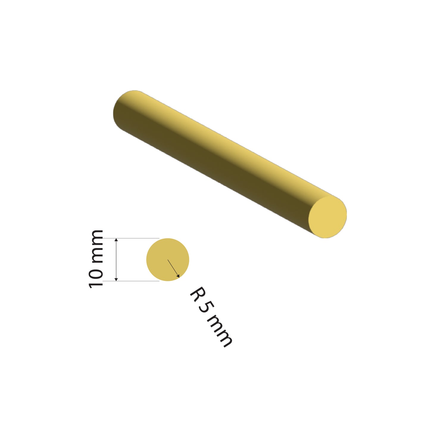 Brass Solid Rod | Ø10mm | C385 Alloy | Custom Length