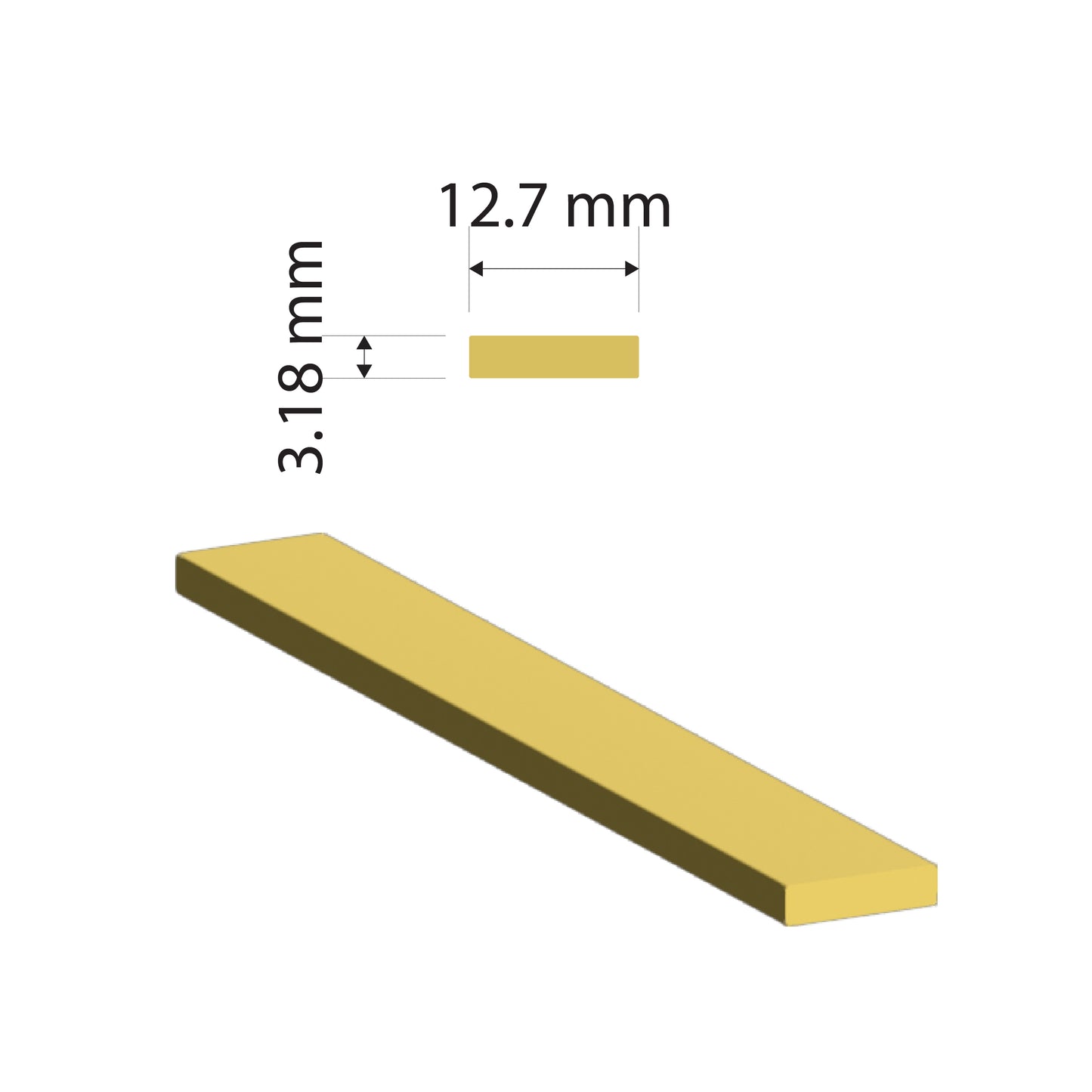 Brass Flat Bar 12.7mm x 3.18mm C380