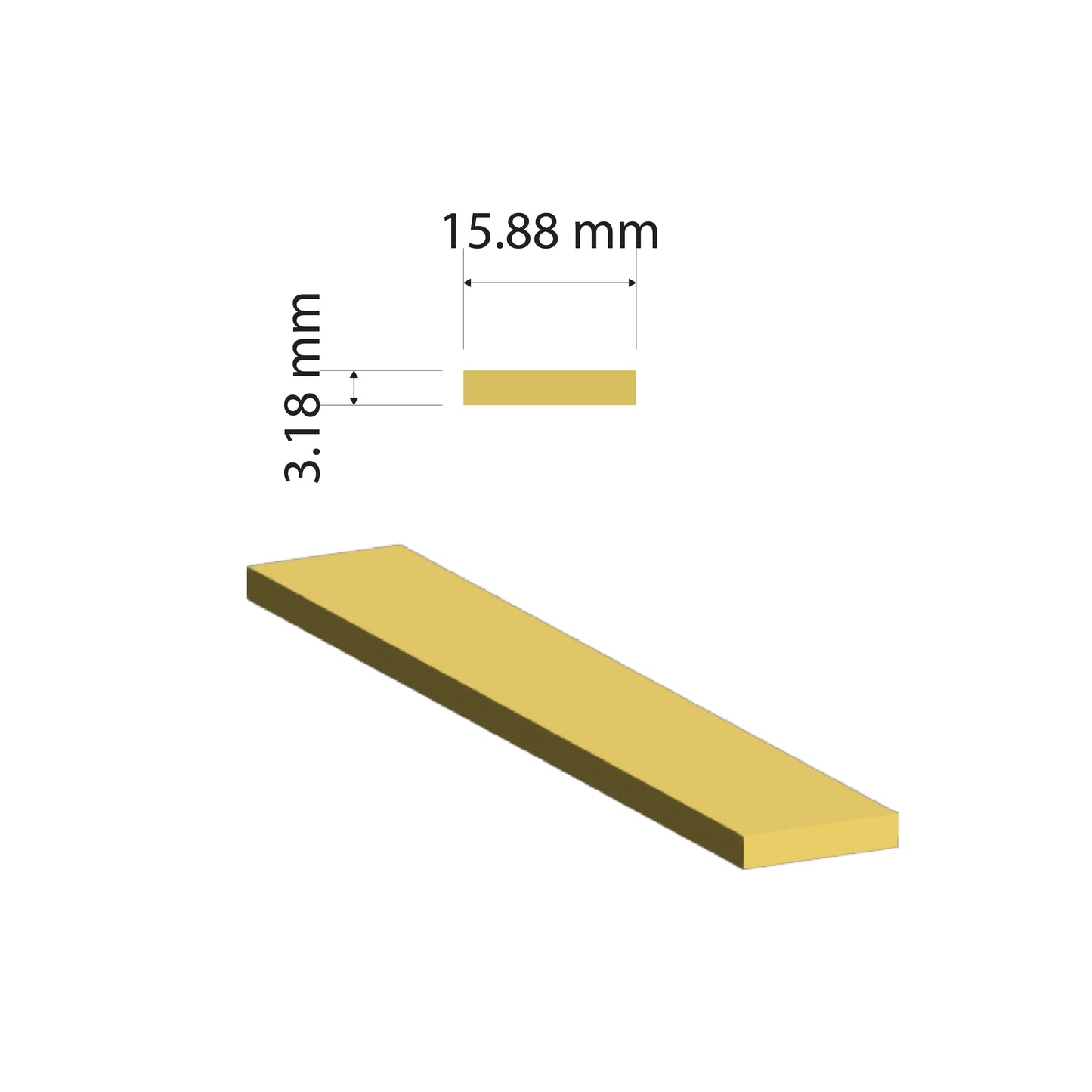Brass Flat Bar | 15.88x3.18mm | C380 Alloy | Custom Length