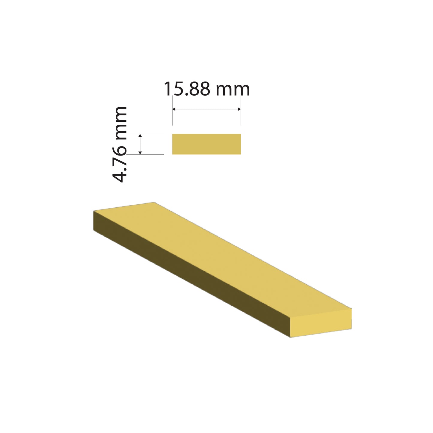 Brass Flat Bar | 15.88x4.76mm | C380 Alloy | Custom Length