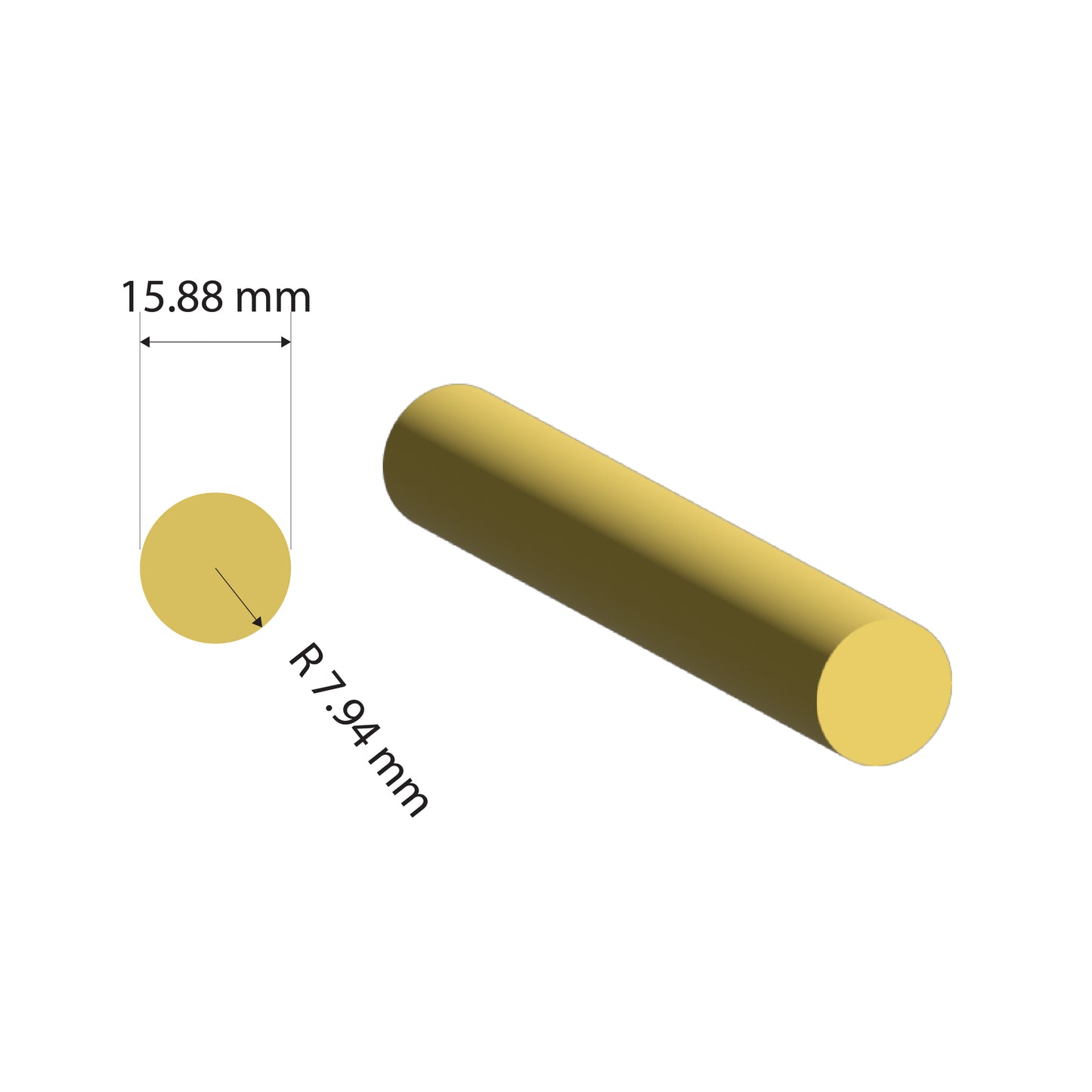 Brass Solid Rod C385 Alloy 15.88mm Diameter