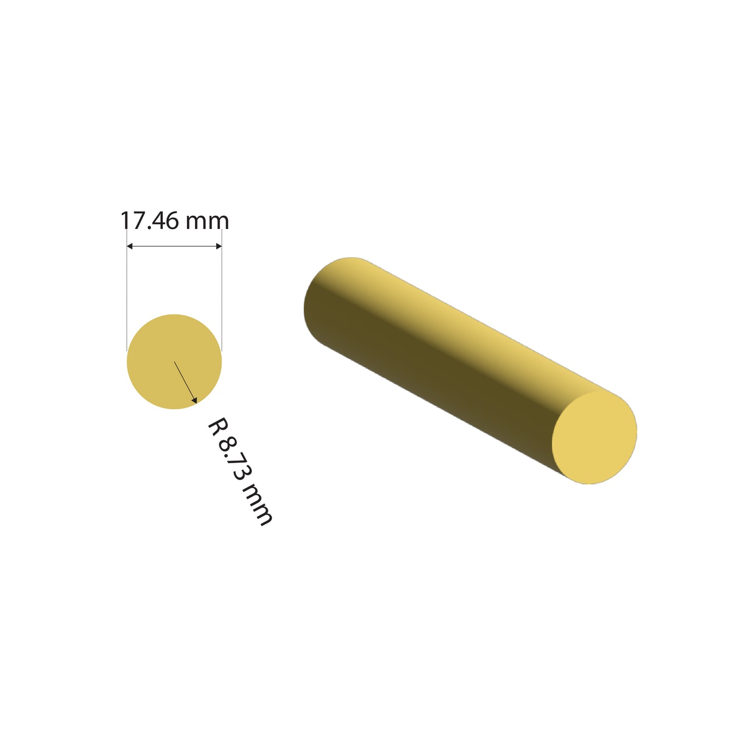 Brass Solid Rod C385 Alloy 17.46mm Diameter