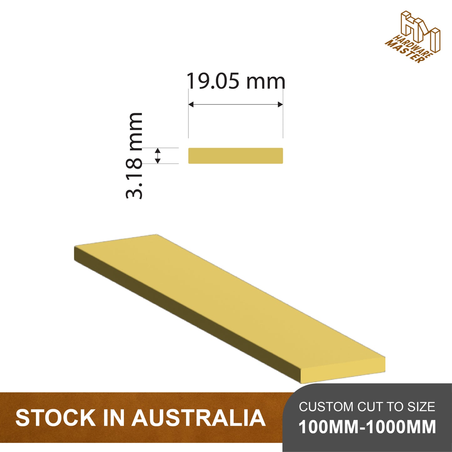 Brass Flat Bar | 19.05mm x 3.18mm | C380 | Custom Lengths Available