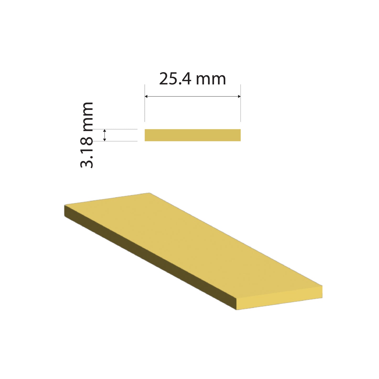 Brass Flat Bar | 25.4x3.18mm | C380 Alloy | Custom Length