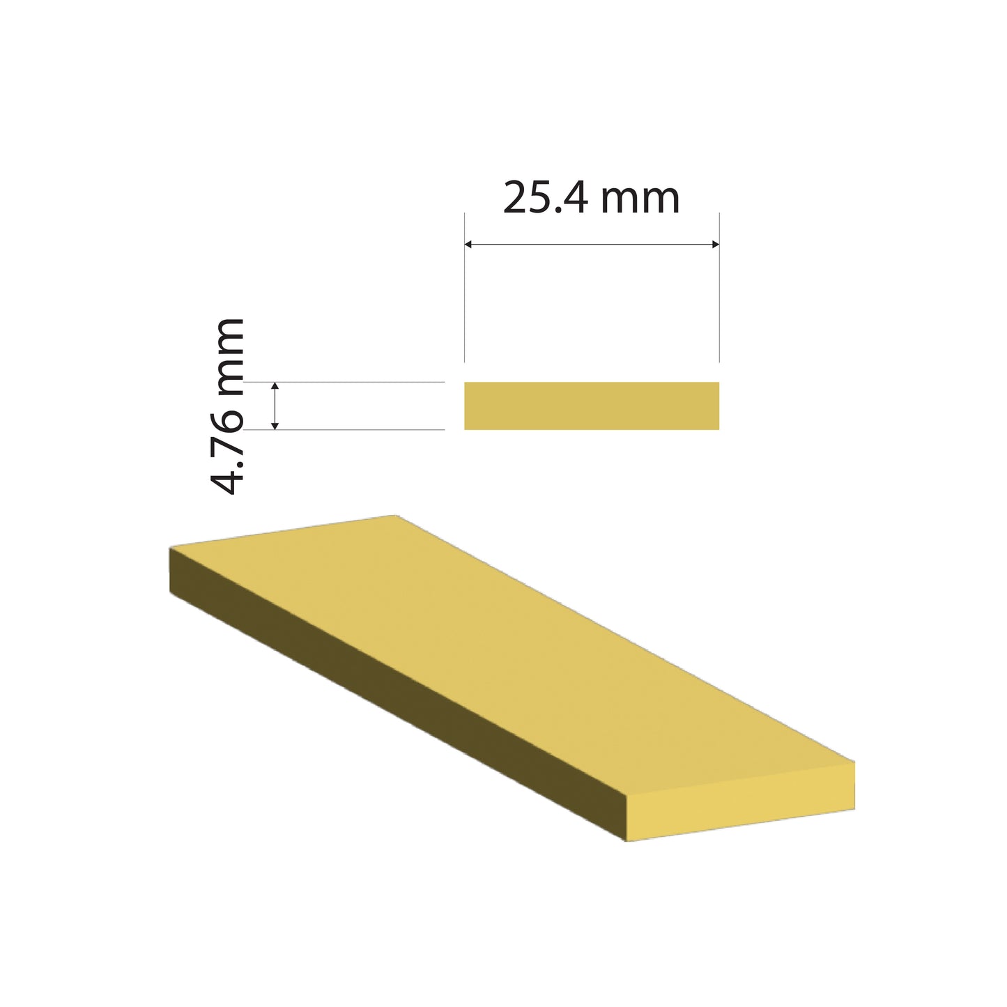 Brass Flat Bar | 25.4x4.76mm | C380 Alloy | Custom Length