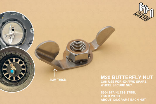M20 Butterfly Nut | S304 Stainless Steel | Heavy Duty Fastener | 4WD Ute Canopy