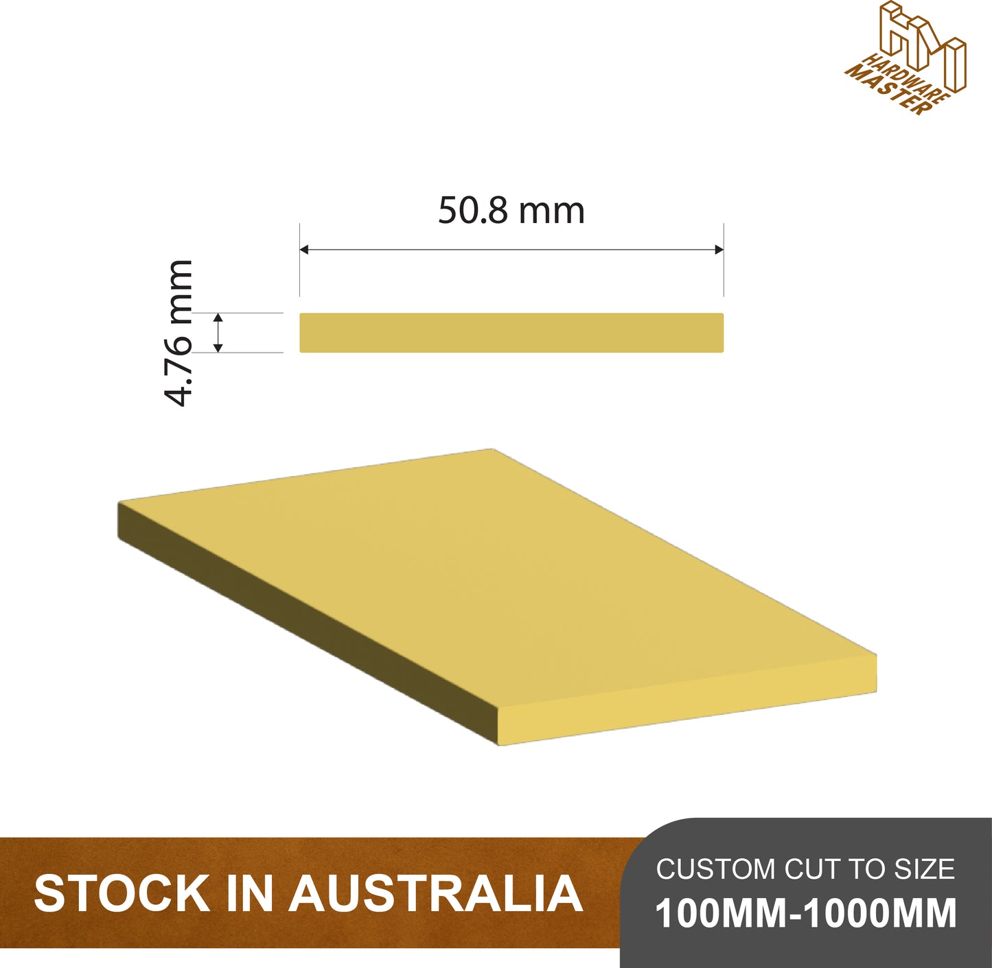 Brass Flat Bar | 50.8mm x 4.76mm | C380 | Custom Lengths Available