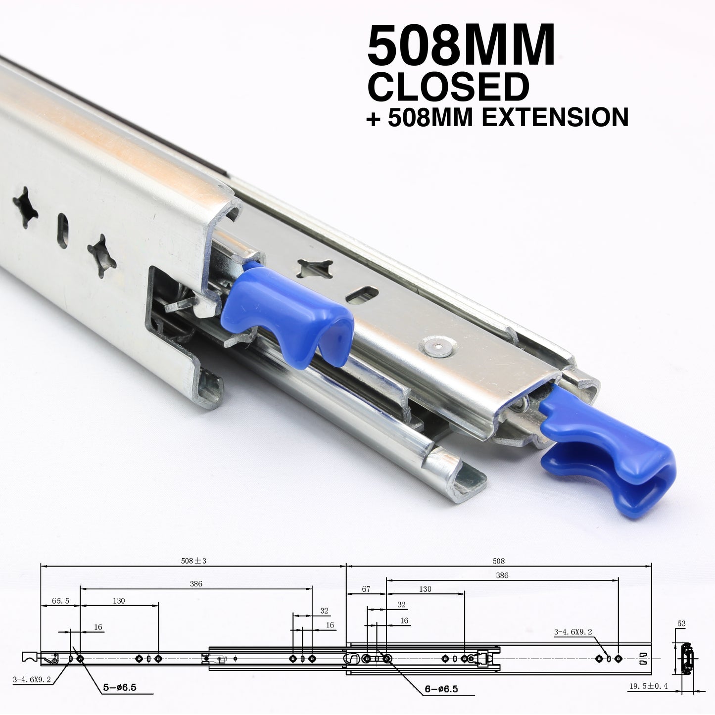 125kg Locking Drawer Slides | 1 Pair | Medium Duty | Full Extension Runners