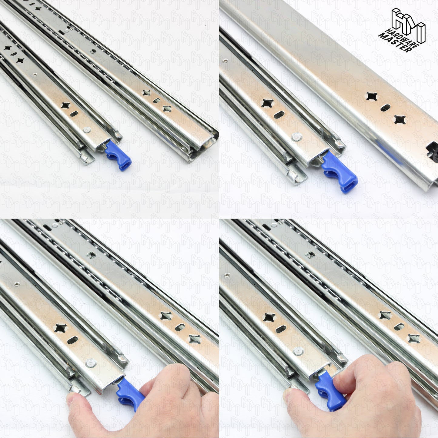 125kg Locking Drawer Slides | 1 Pair | Medium Duty | Full Extension Runners