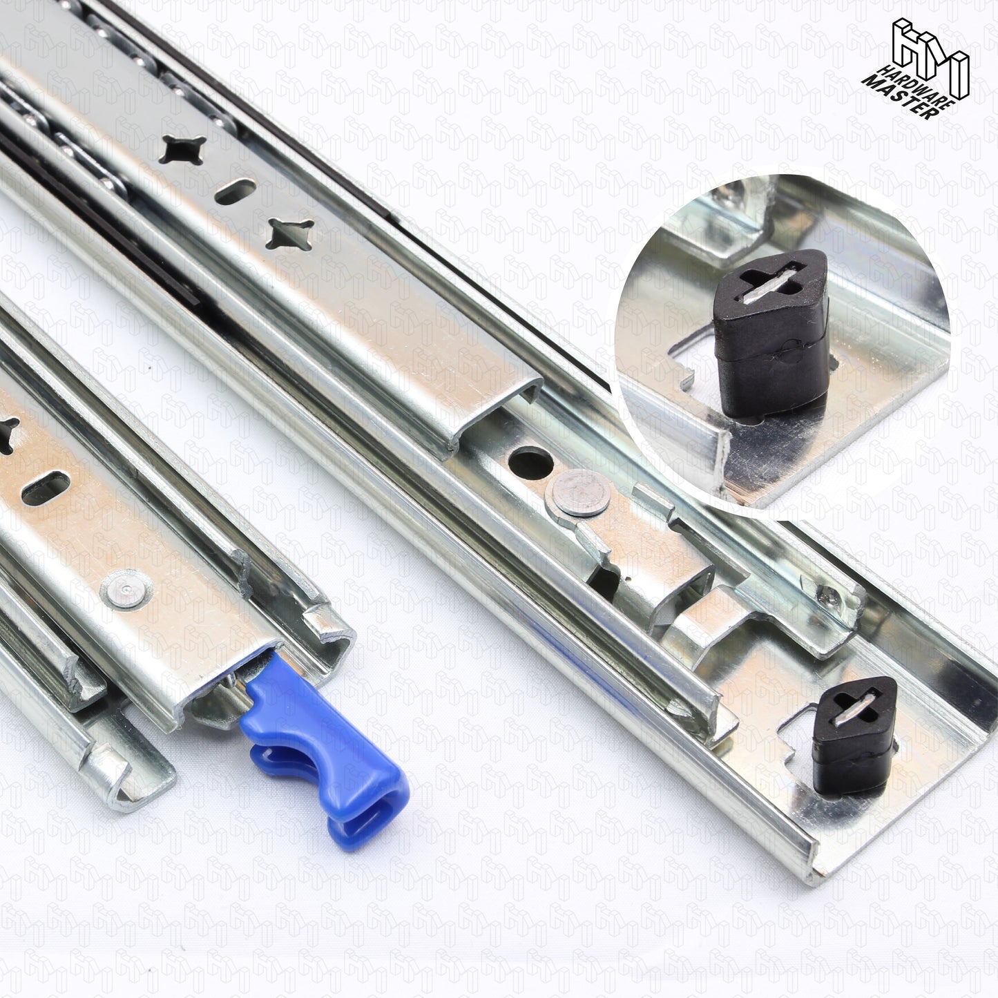 125kg Locking Drawer Slides | 1 Pair | Medium Duty | Full Extension Runners