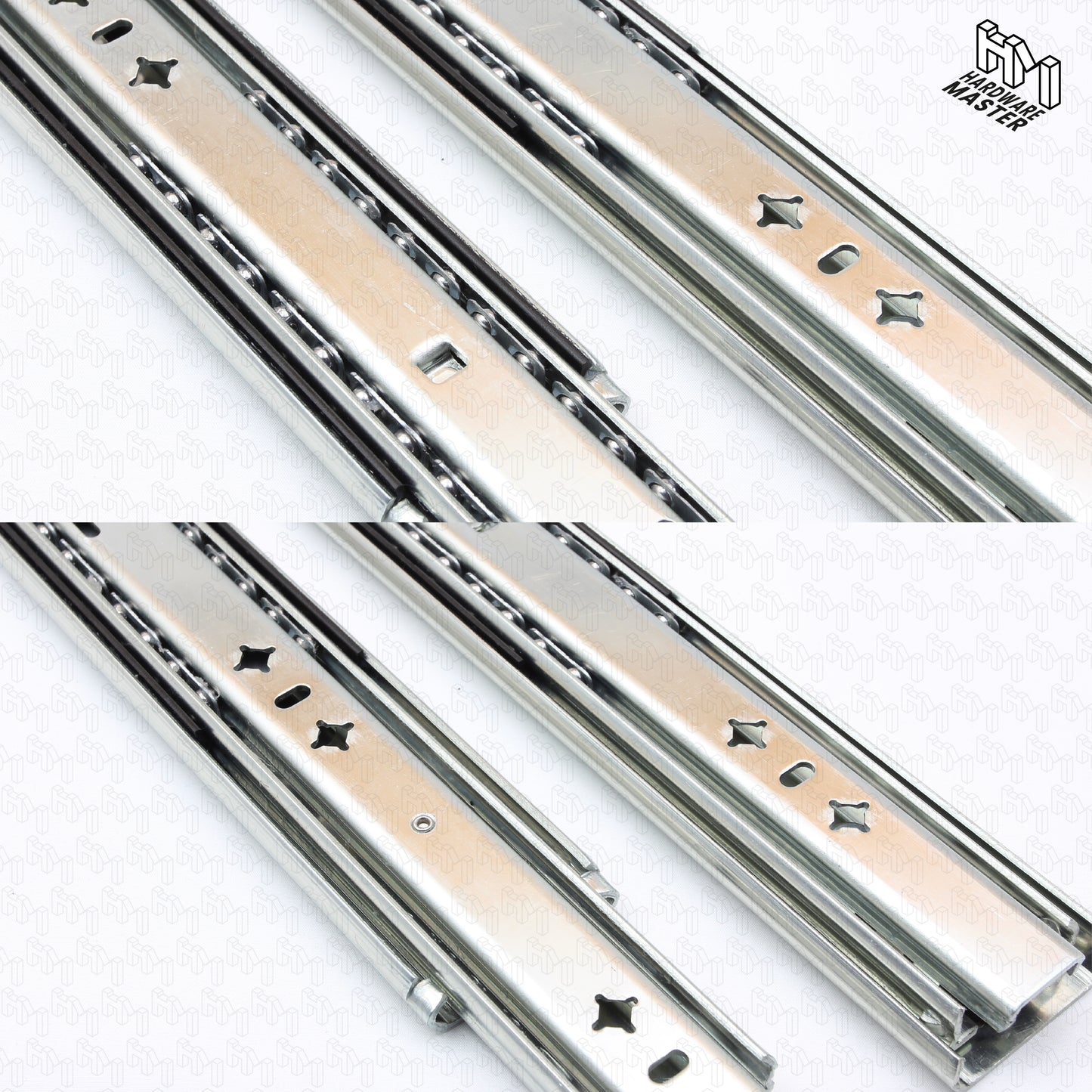 125kg Locking Drawer Slides | 1 Pair | Medium Duty | Full Extension Runners