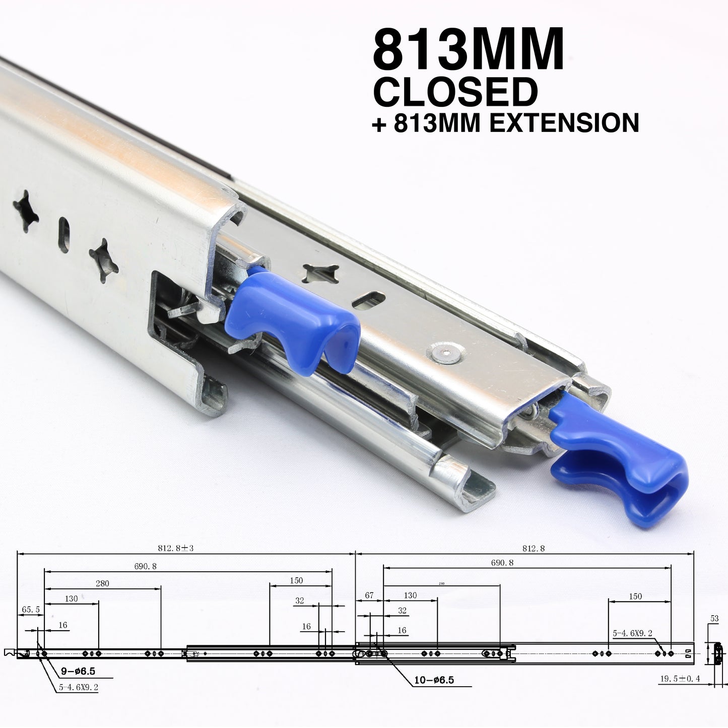 125kg Locking Drawer Slides | 1 Pair | Medium Duty | Full Extension Runners