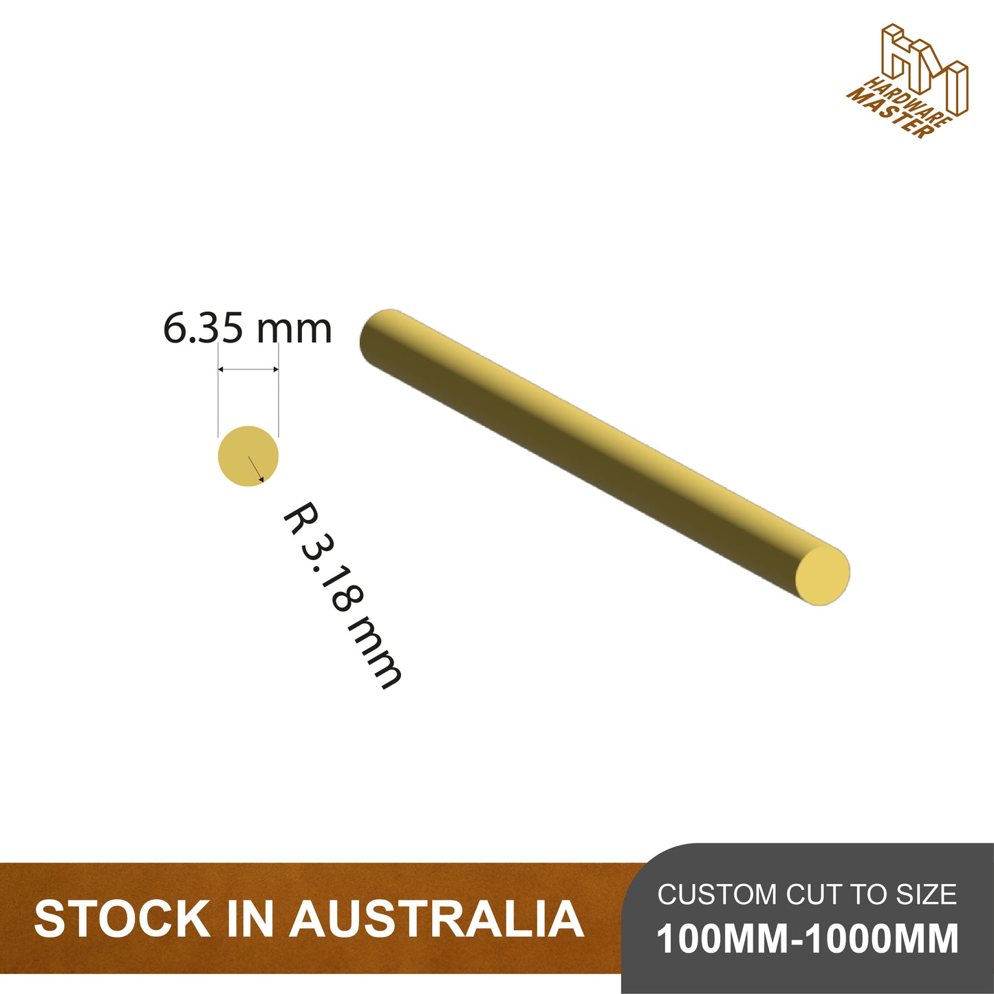 Brass Solid Rod – C385 Alloy | 6.35mm Diameter | Custom Lengths Available