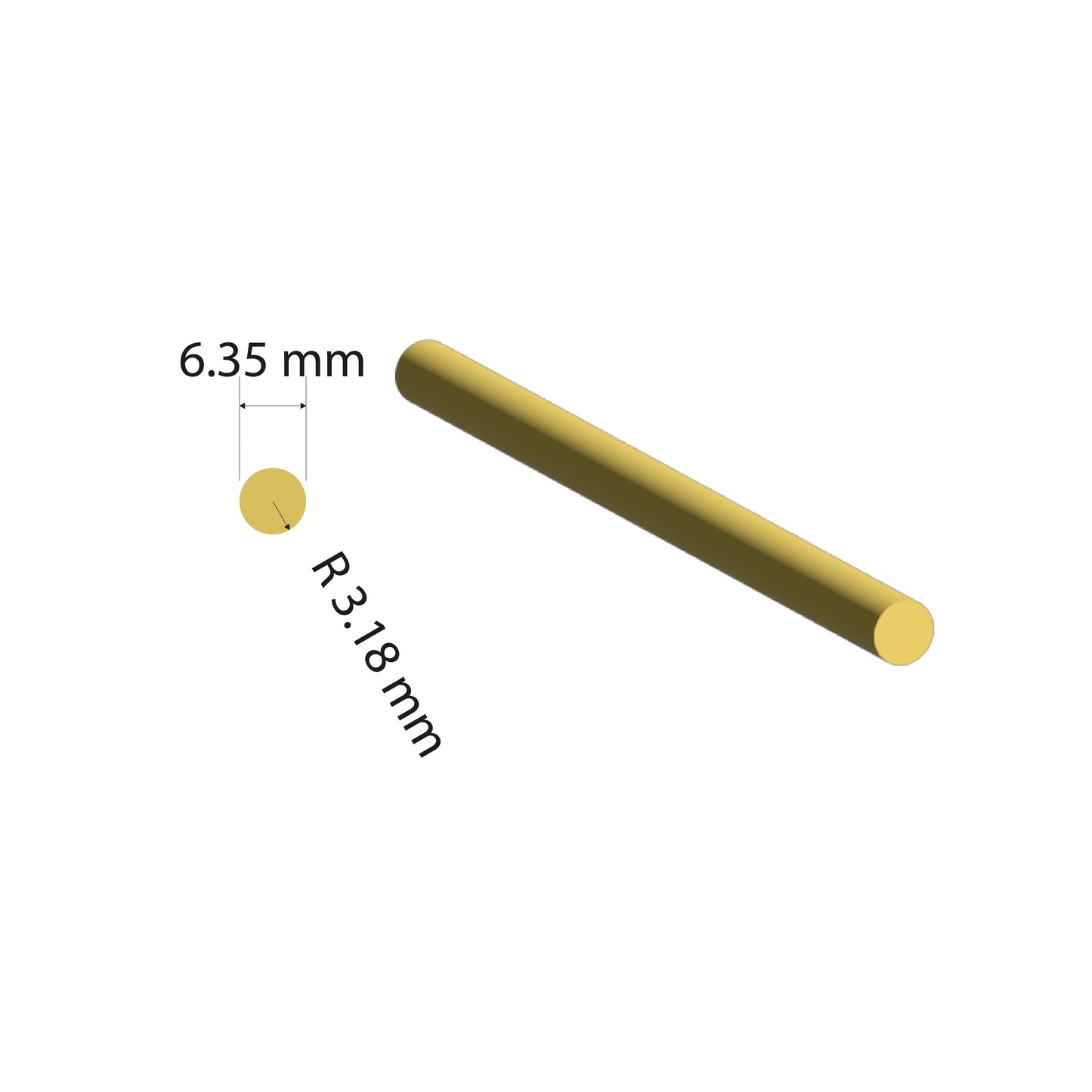 Brass Solid Rod C385 Alloy 6.35mm Diameter
