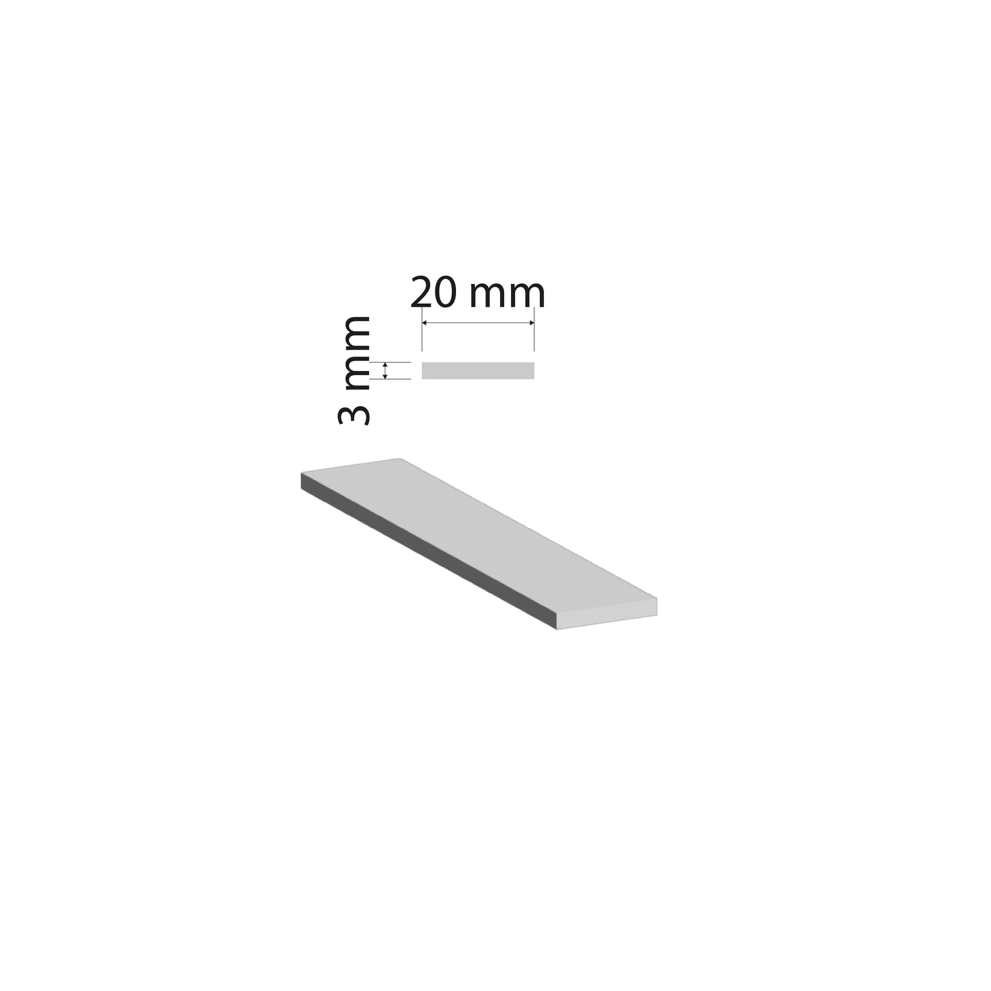 Aluminium Flat Bar | 20x3mm | 6063 T5 Alloy | Custom Length