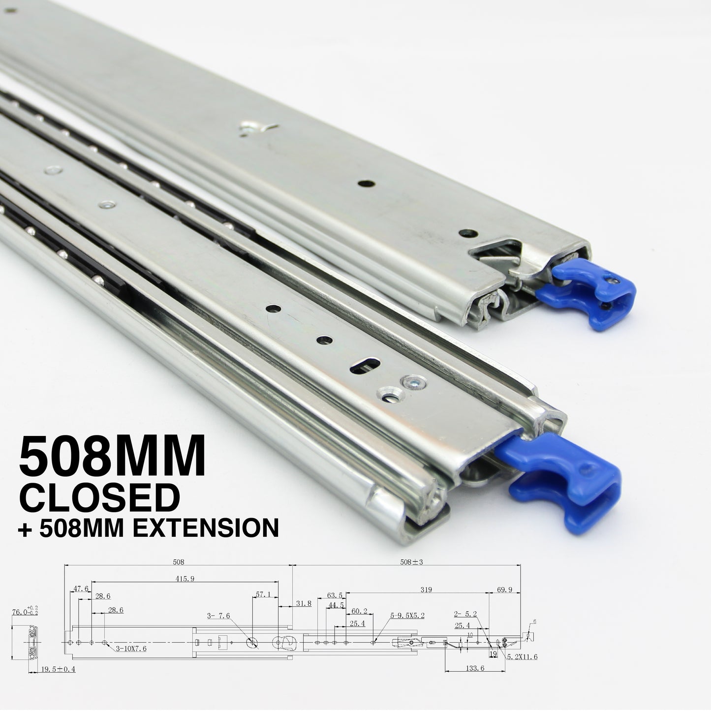 227kg Locking Drawer Slides | One Pair | Heavy Duty | Full Extension Runners