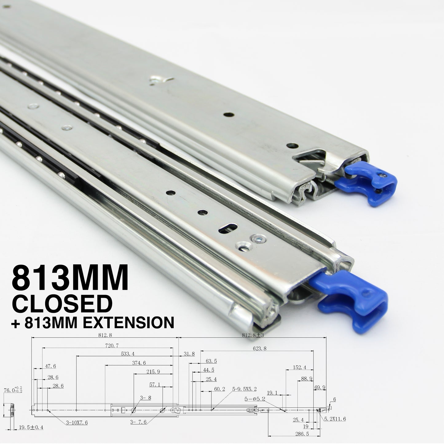 227kg Locking Drawer Slides | One Pair | Heavy Duty | Full Extension Runners