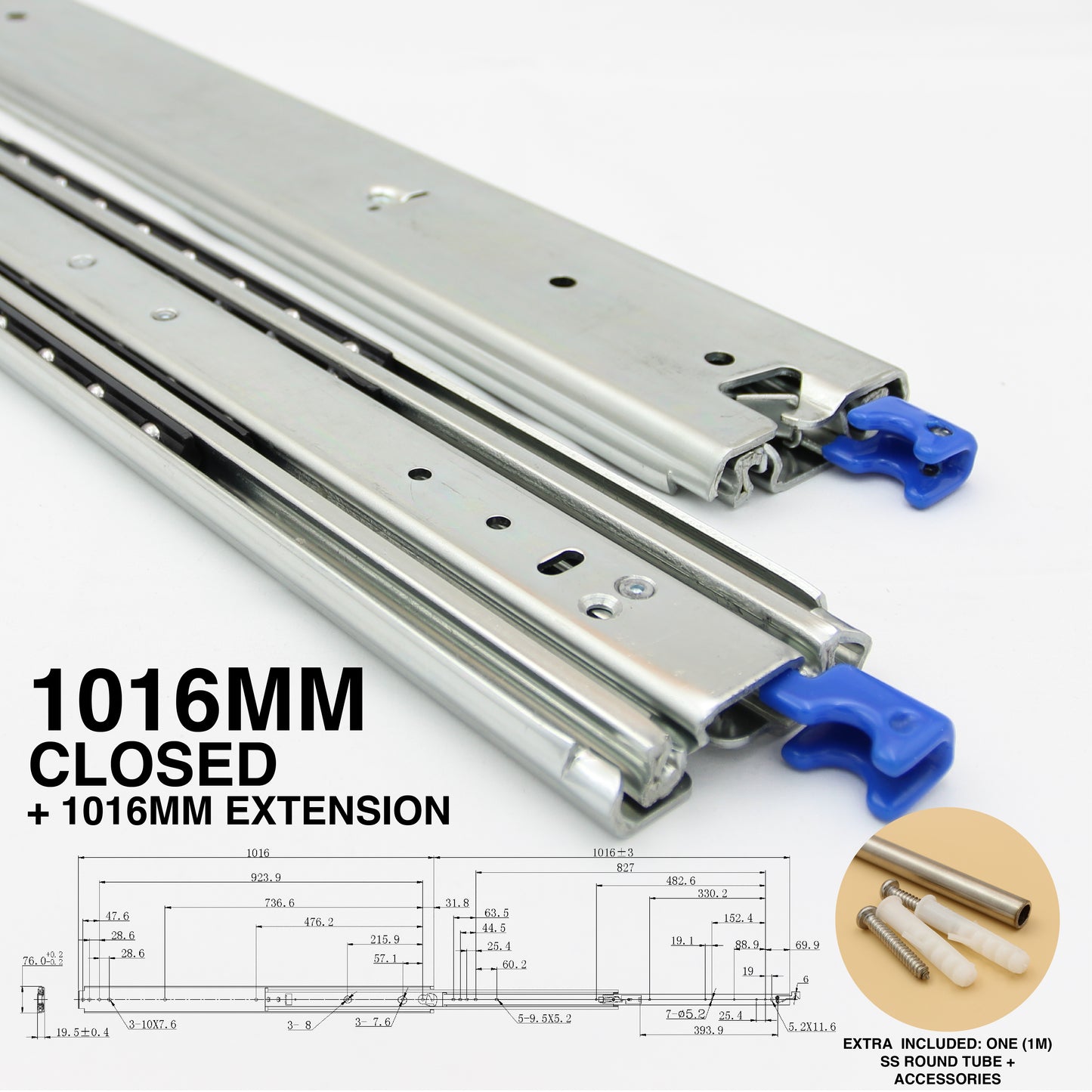 227kg Locking Drawer Slides | One Pair | Heavy Duty | Full Extension Runners