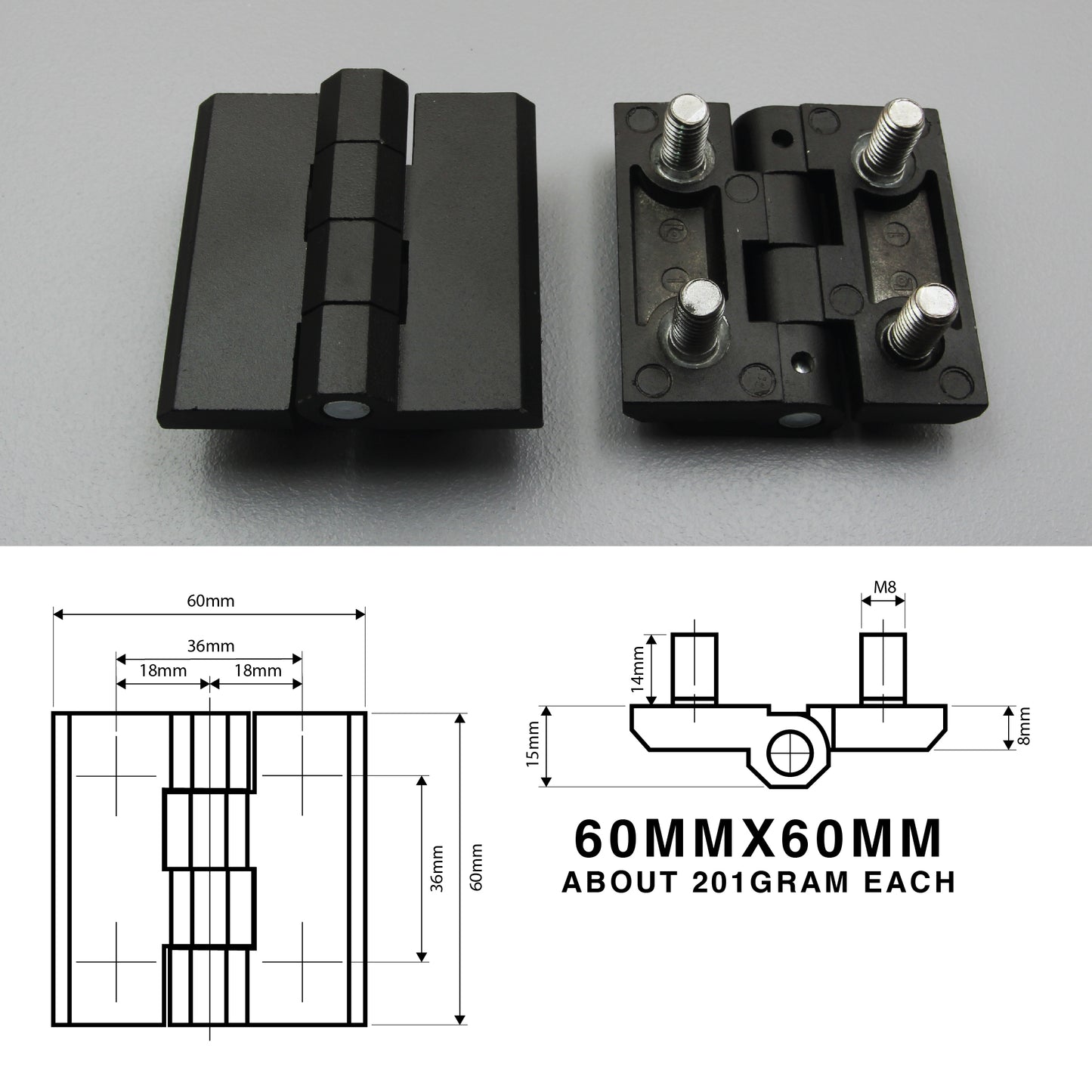 Butt Hinge | Sunk Mount or Blind Mount | Heavy Duty | Zinc Alloy | Black/Silver