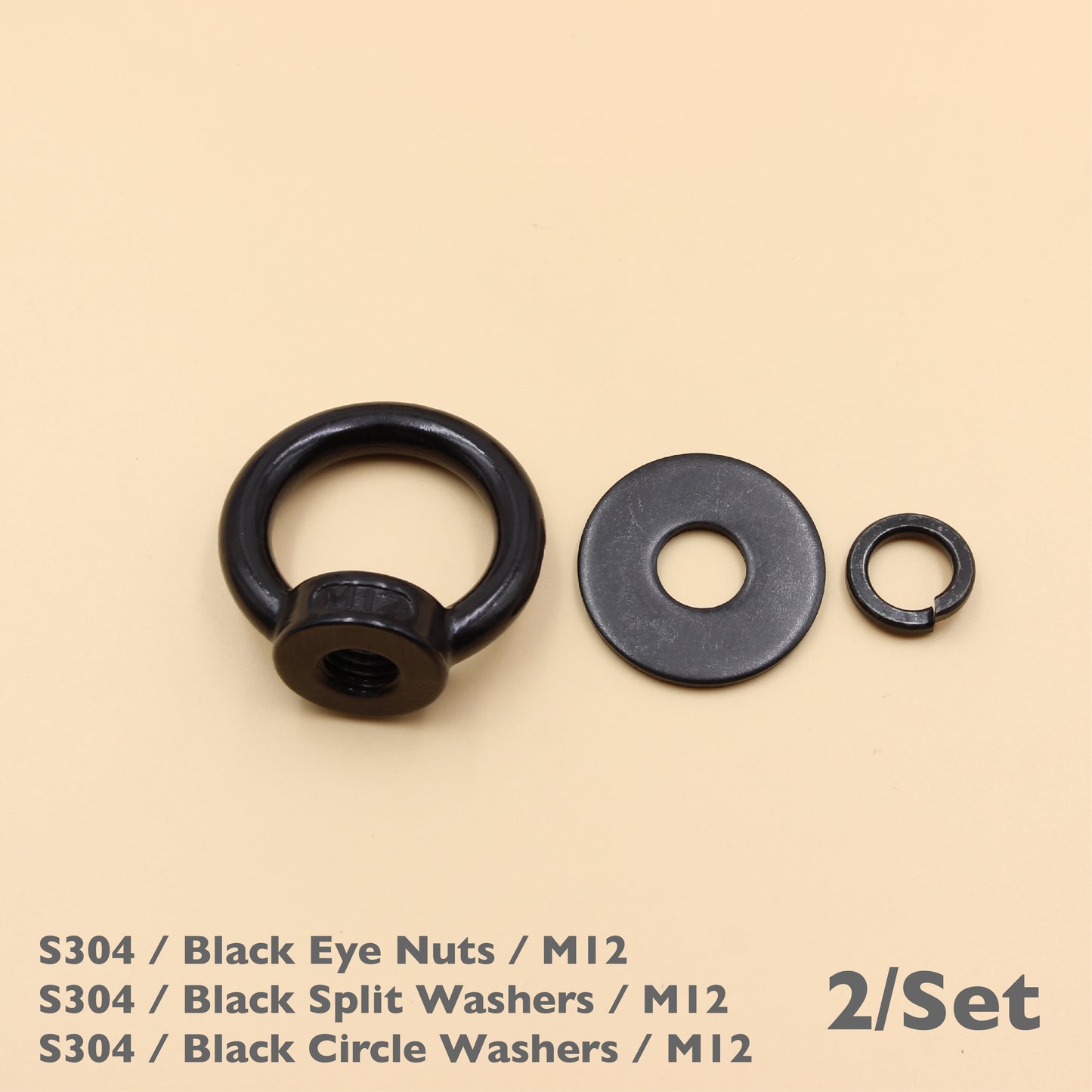 Black Stainless Steel Eye Nuts Heavy Duty – Rigging Tie Down Set (M6, M8, M10, M12)