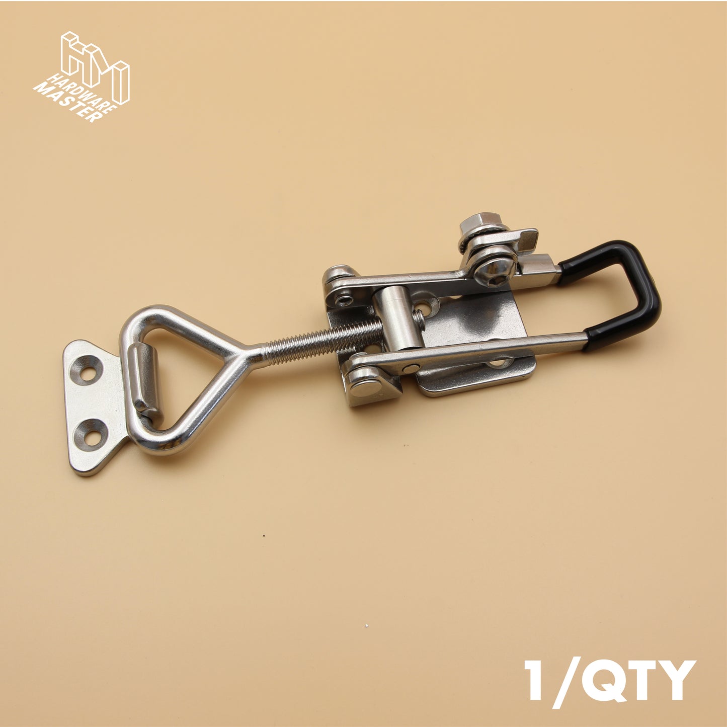 Large Over Centre Toggle Latch With Safety Catch | S304 Stainless Steel | Black | Lockable Fastener
