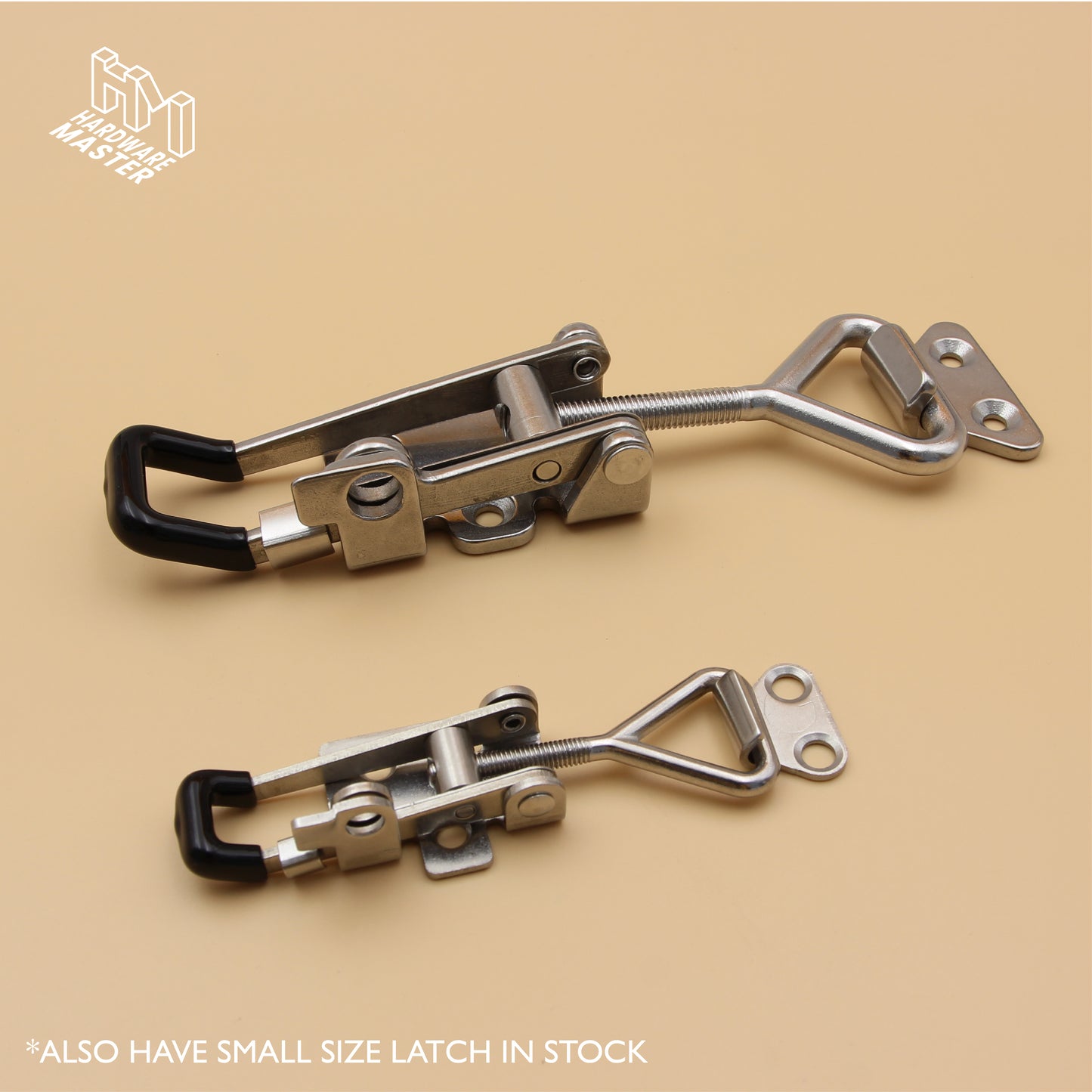 Large Over Centre Toggle Latch With Safety Catch | S304 Stainless Steel | Black | Lockable Fastener
