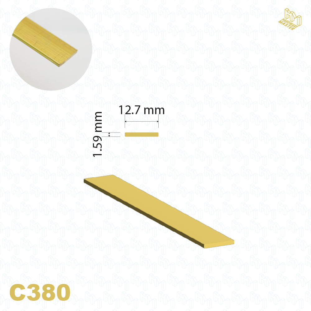 Brass Flat Bar | 12.7mm x 1.59mm | C380 | Custom Lengths Available