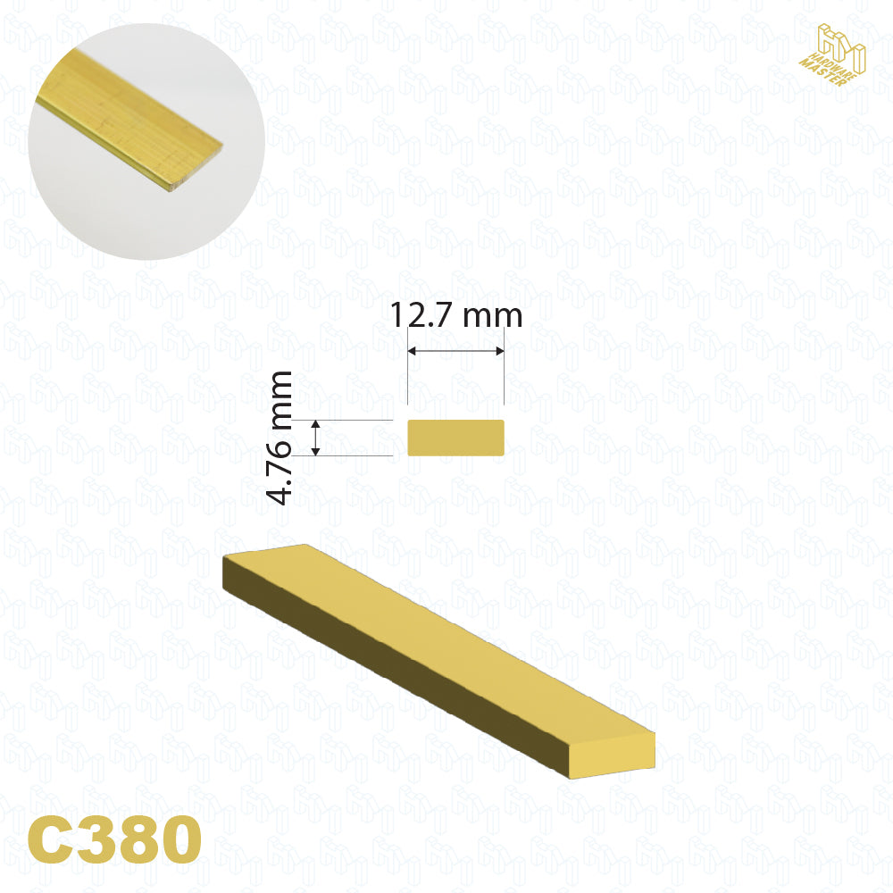 Brass Flat Bar | 12.7mm x 4.76mm | C380 | Custom Lengths Available