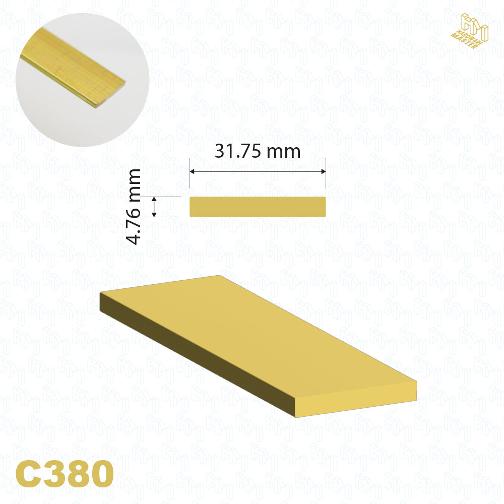 Brass Flat Bar | 31.75mm x 4.76mm | C380 | Custom Lengths Available