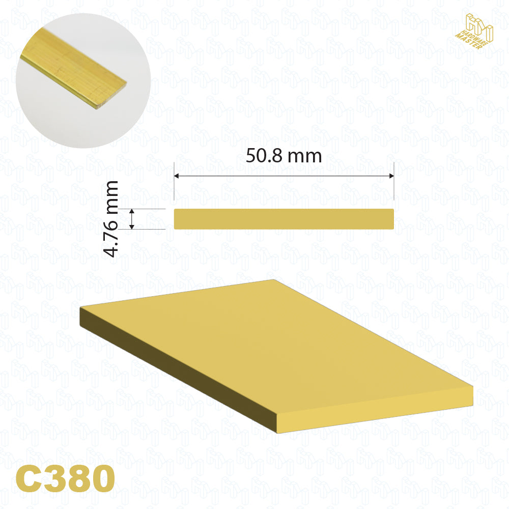 Brass Flat Bar | 50.8mm x 4.76mm | C380 | Custom Lengths Available