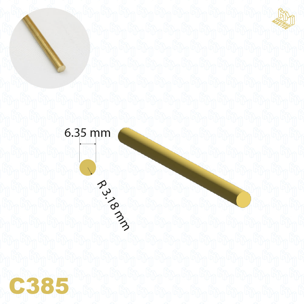 Brass Solid Rod – C385 Alloy | 6.35mm Diameter | Custom Lengths Available