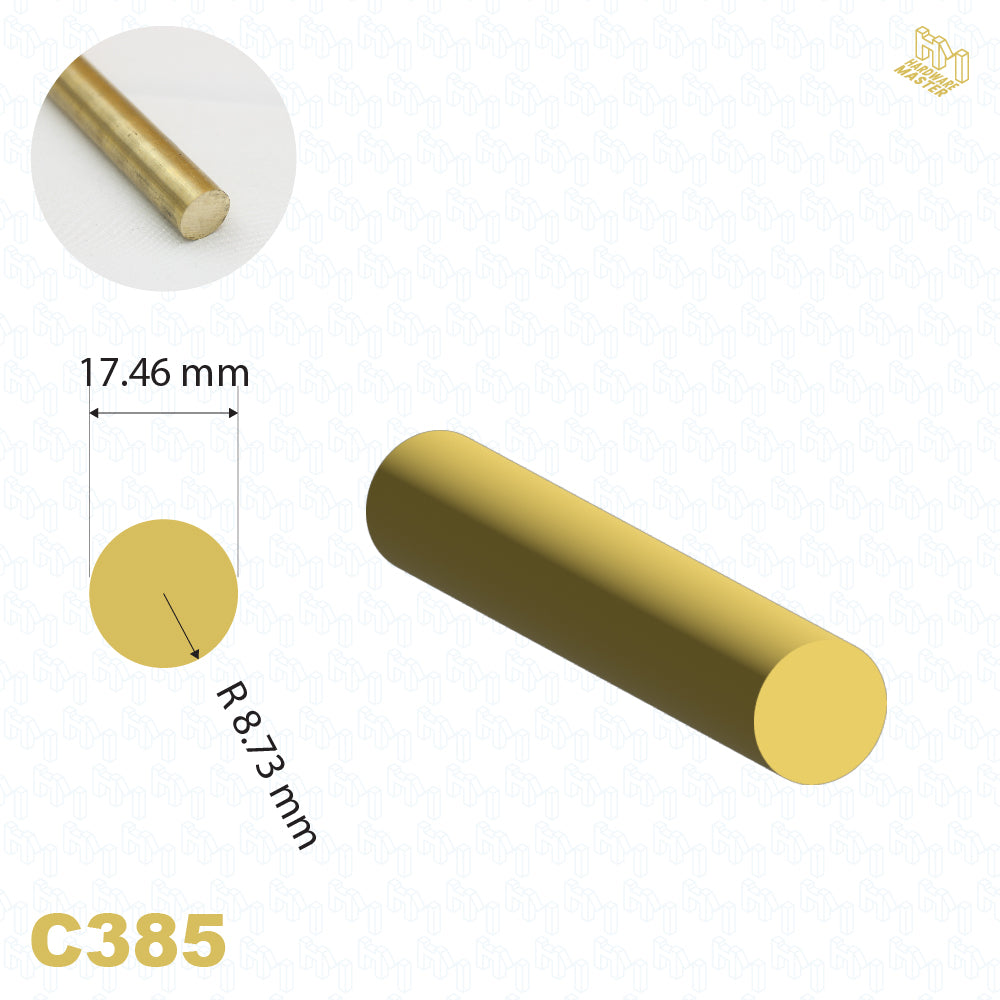 Brass Solid Rod – C385 Alloy | 17.46mm Diameter | Custom Lengths Available