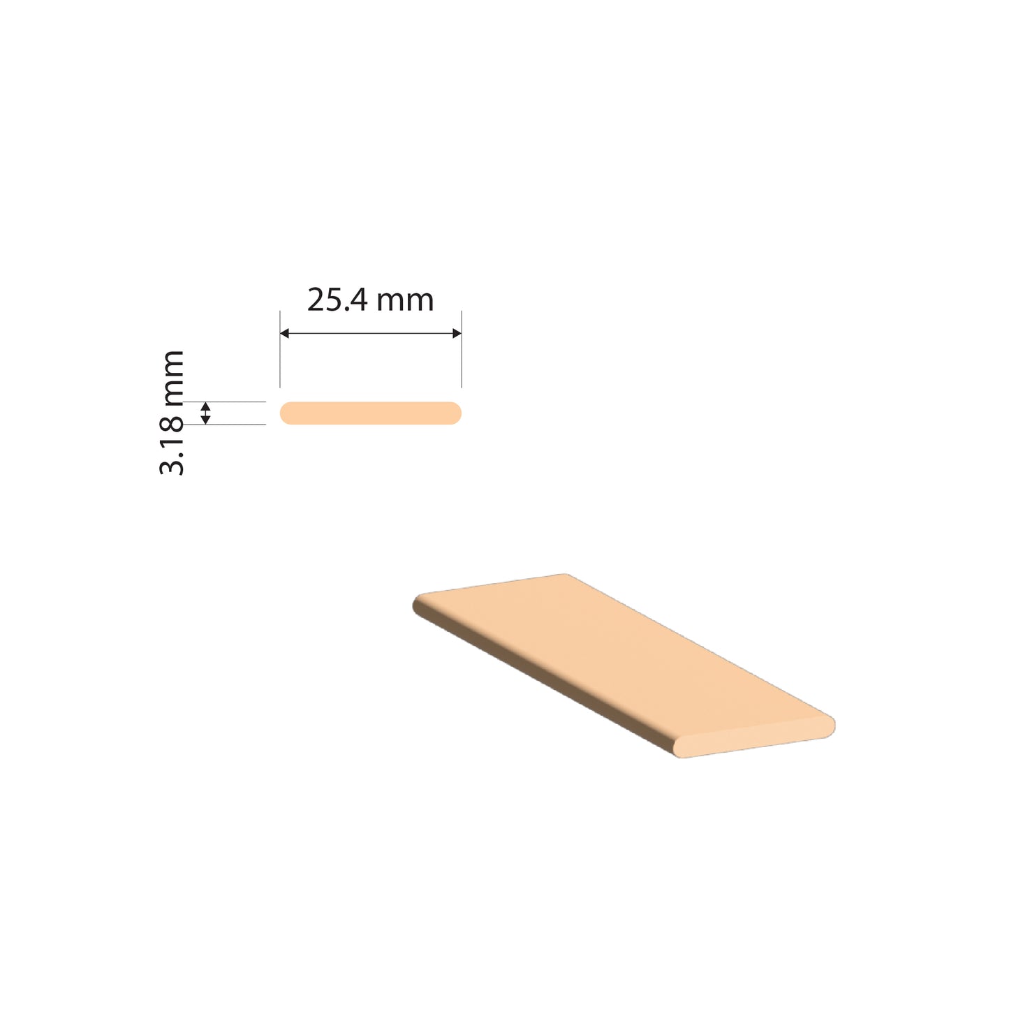 Copper Flat Bar | 25.4x3.18mm | C110 Alloy | Custom Length