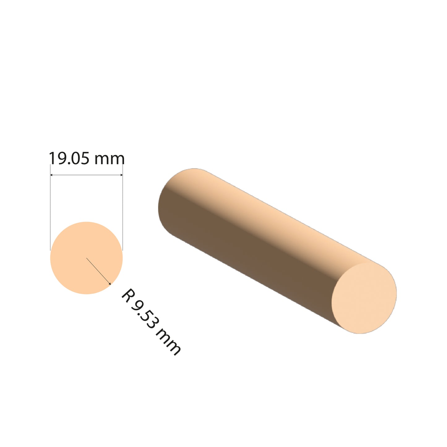 Copper Solid Rod | Ø19.05mm | C110 Alloy | Custom Length