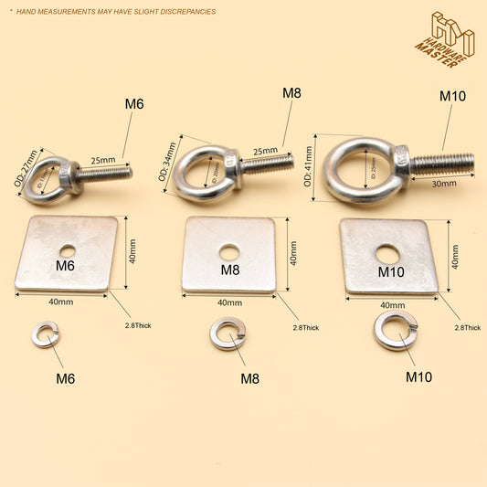Unistrut Eye Bolt Kit | Stainless Steel | M6 M8 M10 | Set of 2