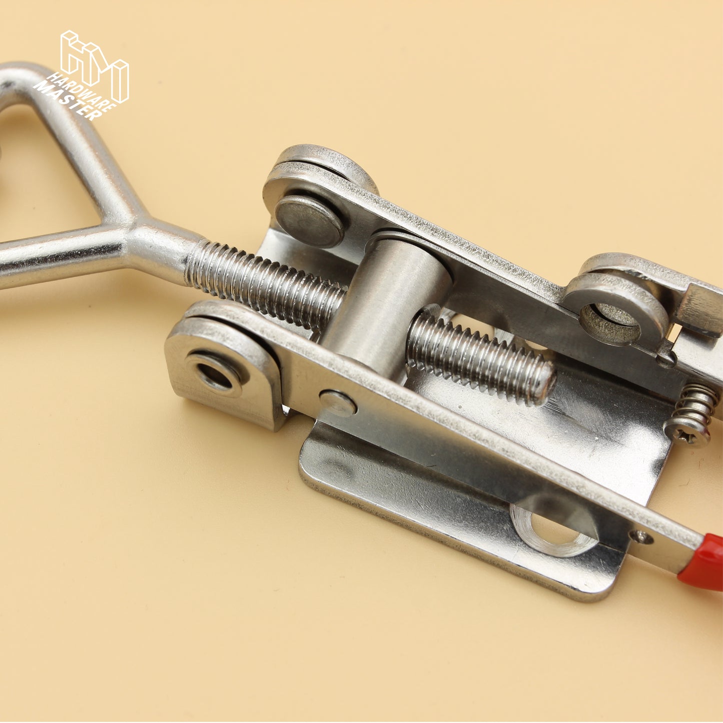 Medium Over Centre Toggle Latch With Safety Catch | S304 Stainless Steel | Red | Lockable Fastener