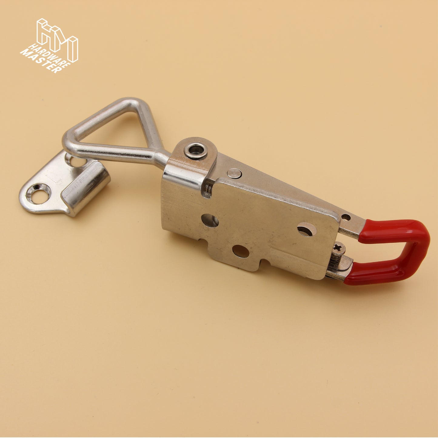 Medium Over Centre Toggle Latch With Safety Catch | S304 Stainless Steel | Red | Lockable Fastener
