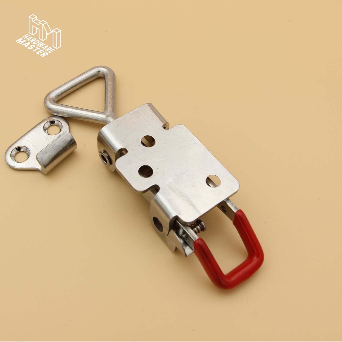 Medium Over Centre Toggle Latch With Safety Catch | S304 Stainless Steel | Red | Lockable Fastener