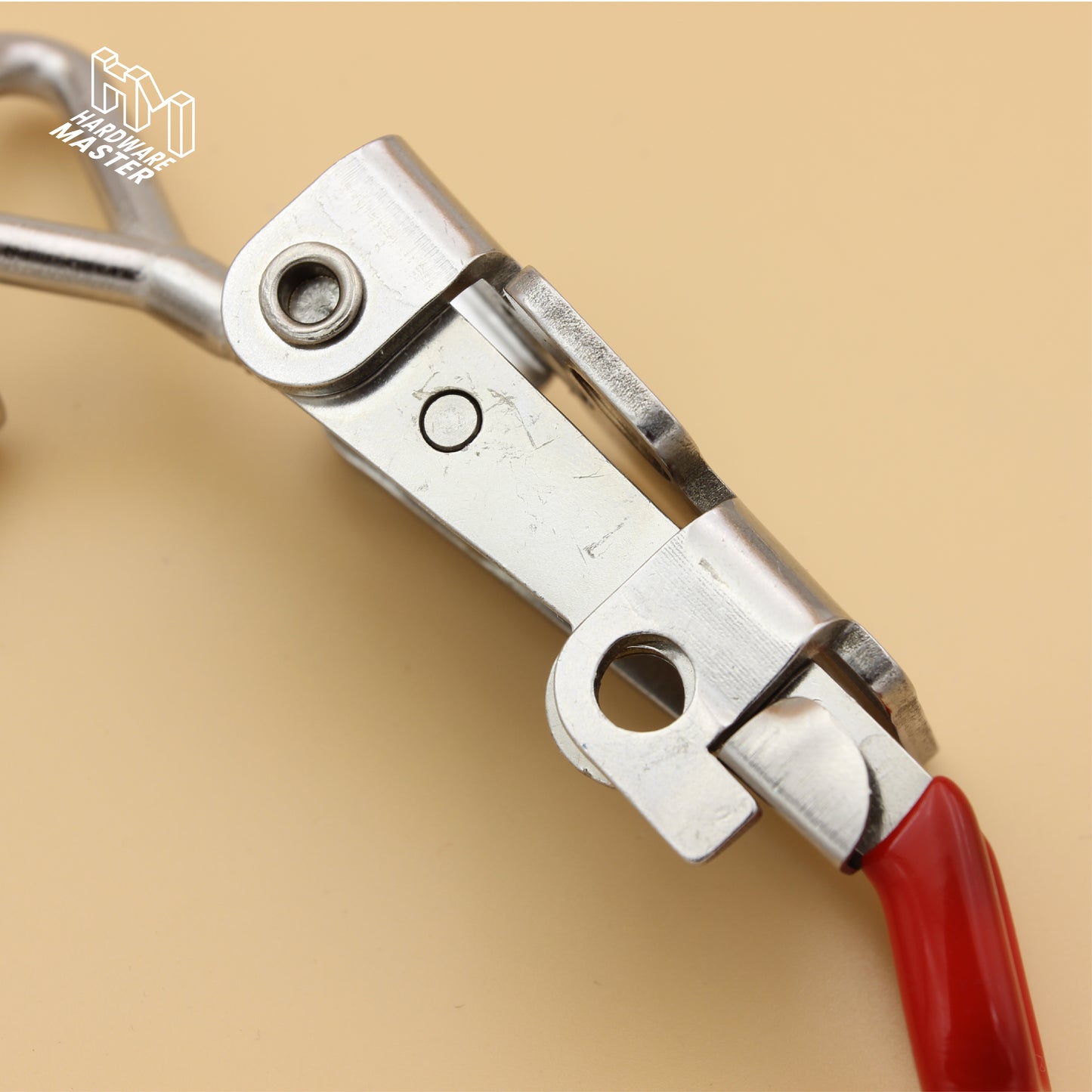Medium Over Centre Toggle Latch With Safety Catch | S304 Stainless Steel | Red | Lockable Fastener