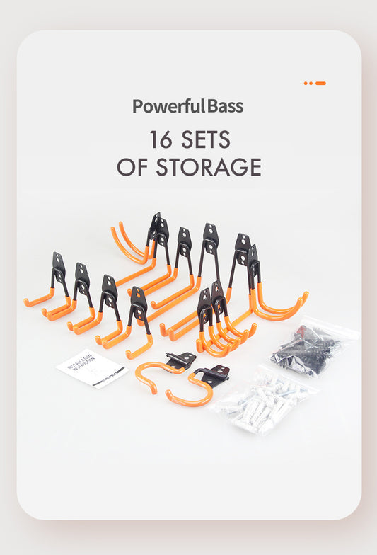 16-Set Storage Hooks | Heavy Duty | Wall Mount Organiser
