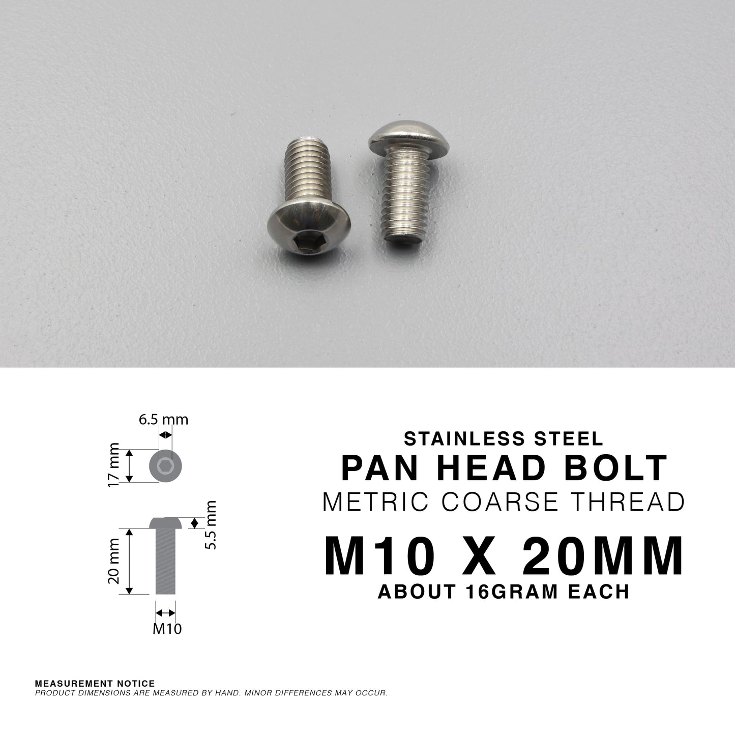 S304 Stainless Steel Pan Head Bolt Hex Socket Machine Screw Metric Coarse Thread