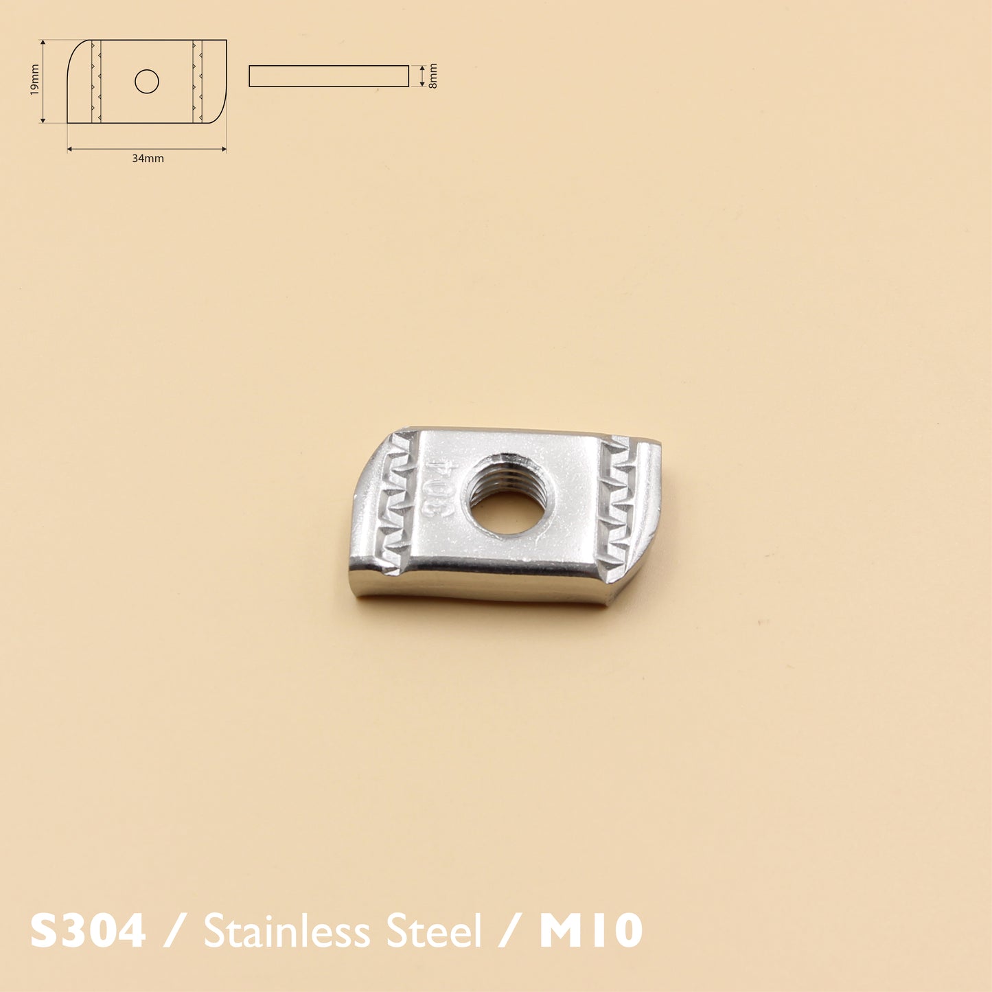 Unistrut Channel Nut | S304 Stainless Steel | Pack of 5 | Plain Style | M6 M8 M10