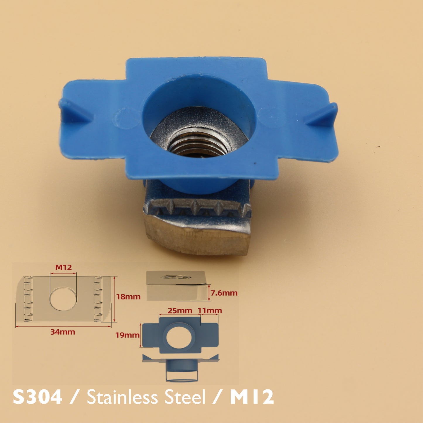 Unistrut Plain Channel Nut | S304 Stainless Steel with Cover