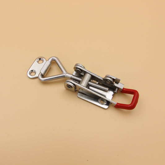 Medium Over Centre Toggle Latch With Safety Catch | S304 Stainless Steel | Red | Lockable Fastener
