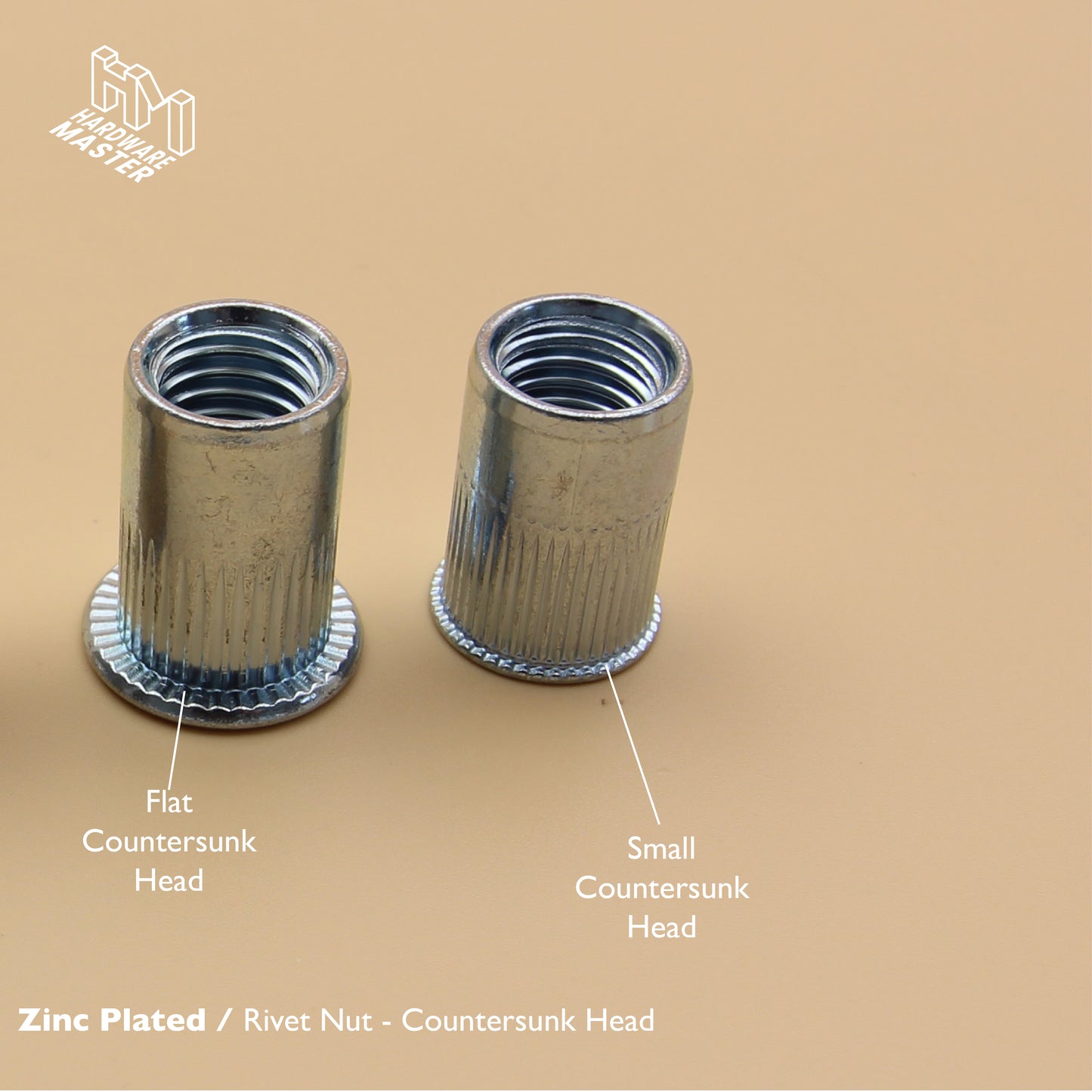 Rivet Nut | Countersunk Flange | 5Qty | Stainless Steel | Zinc Plated | M6 M8 M10