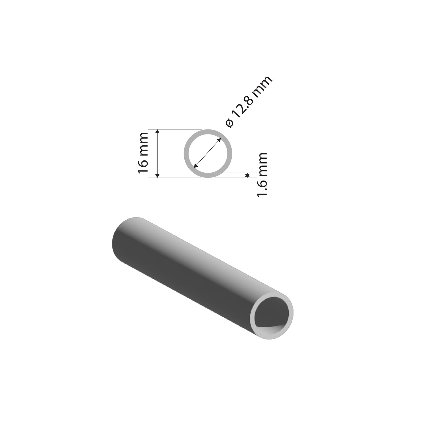 Aluminium Round Tube | 16x1.6mm | 6060 T5 Alloy | Custom Length