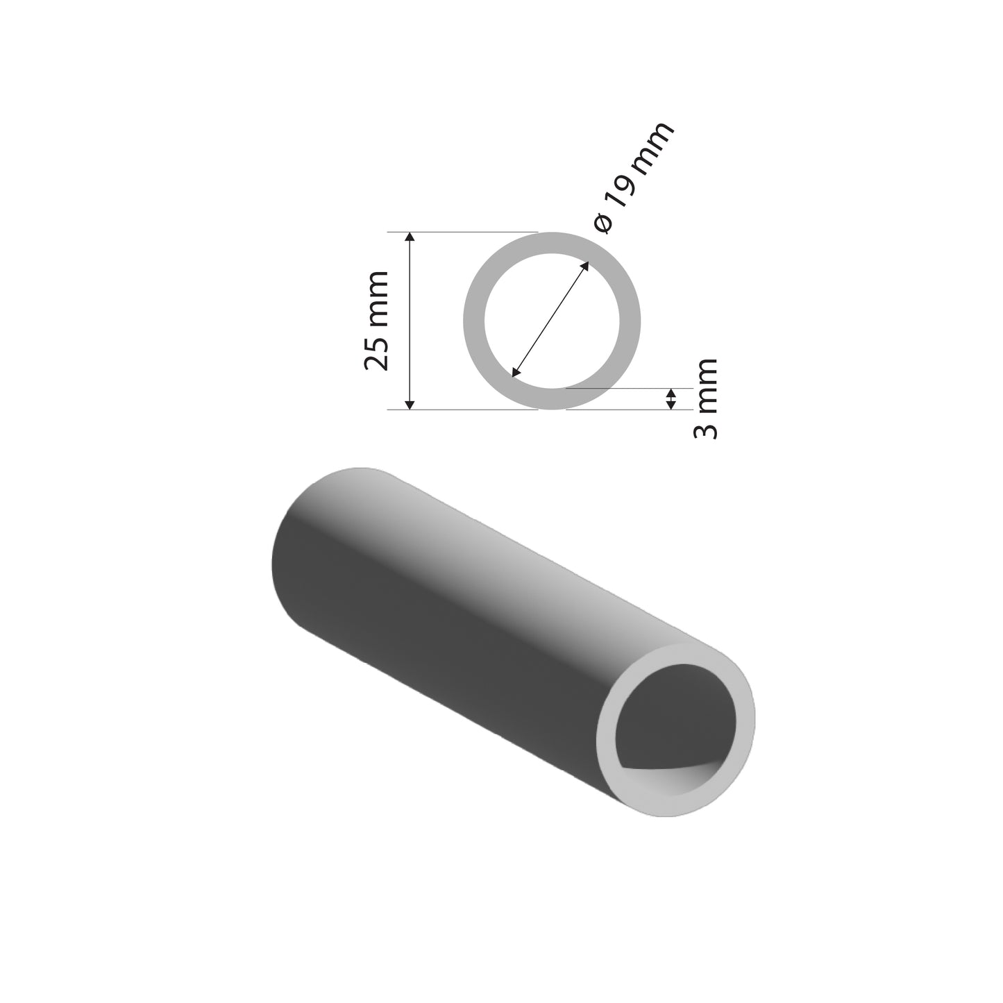 Aluminium Round Tube | 25x3mm | 6063 T5 Alloy | Custom Length