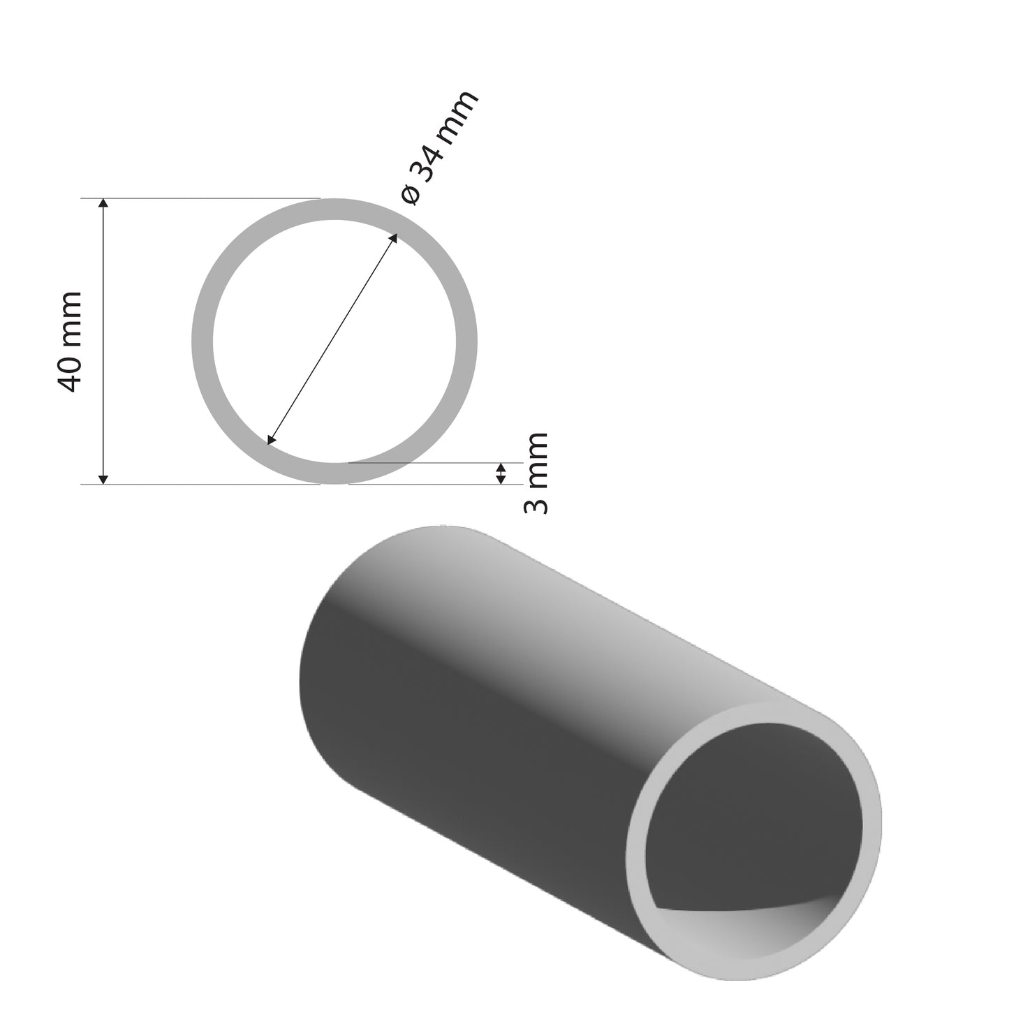 Aluminium Round Tube | 40x3mm | 6063 T5 Alloy | Custom Length