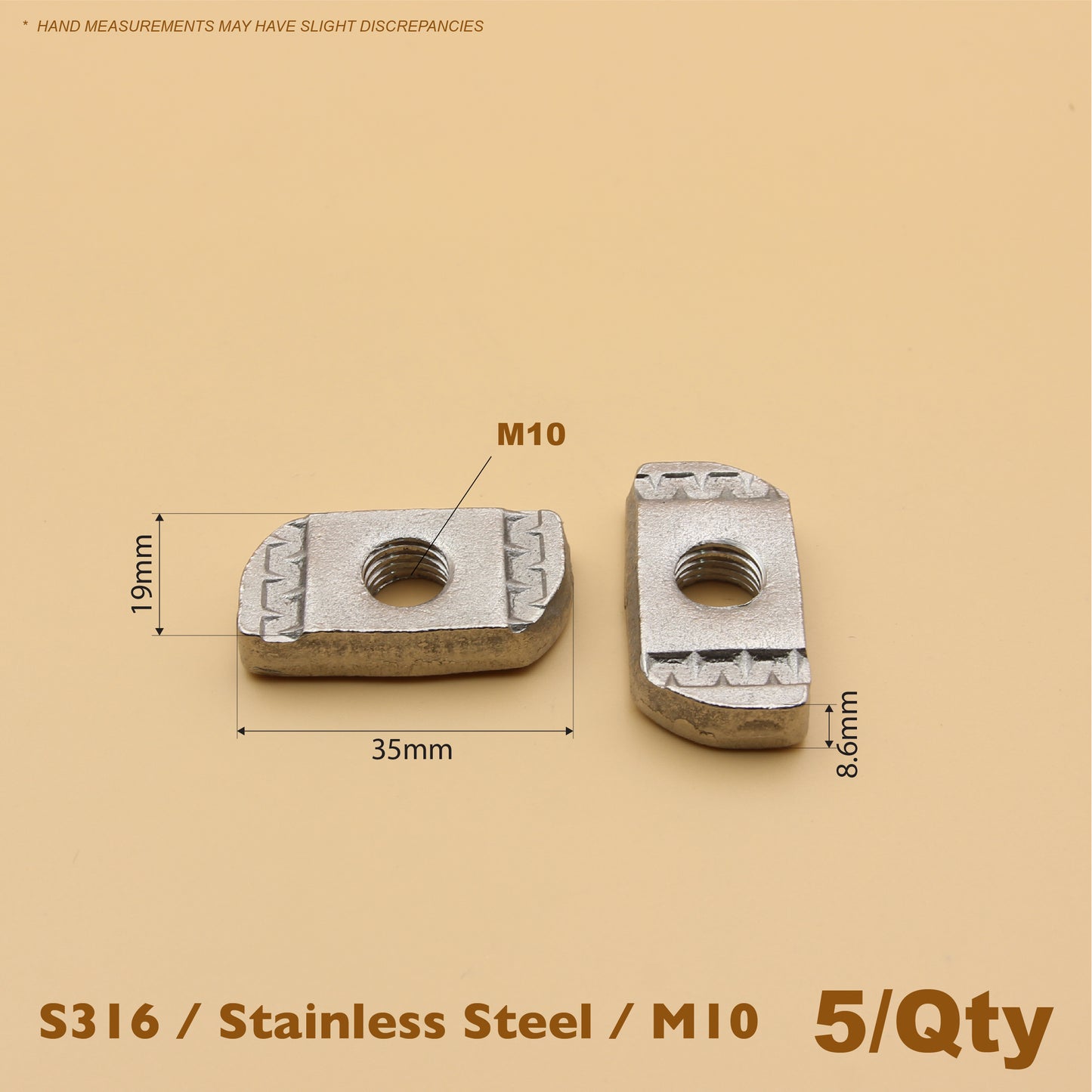 Unistrut Channel Nut | Stainless Steel S316 Unistrut Plain Nut (M6/M10)