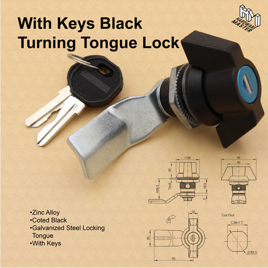 Cam Lock Lockable With Keys | Mailboxes Storage Unit Toolbox | Black Zinc Plated Alloy